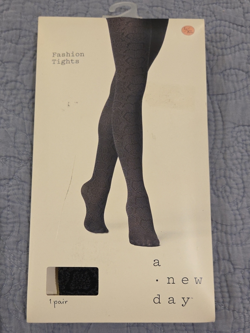 a new day Black And Gray Snakeskin Patterned Fashion Tights Size L/XL! New!